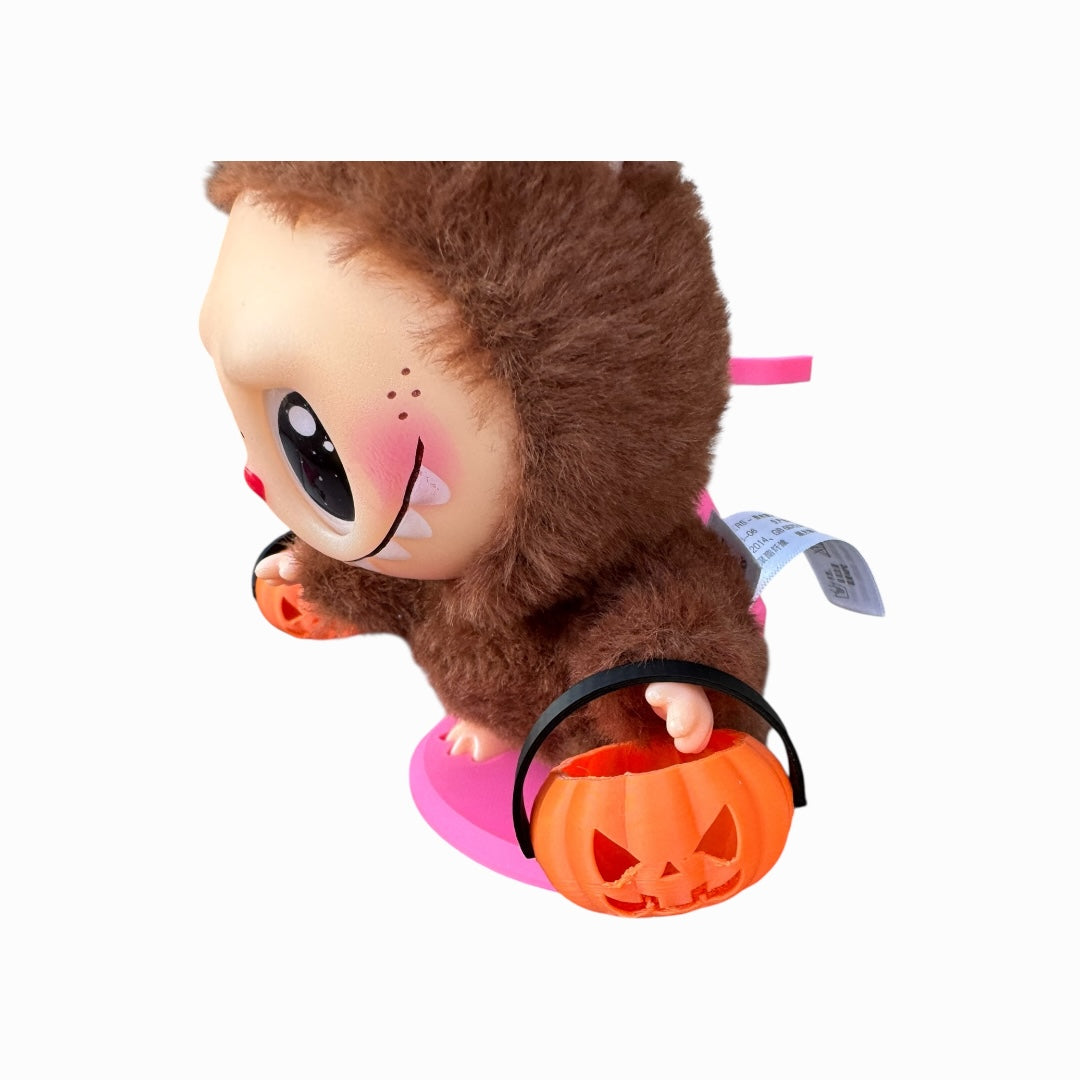 Mini Pumpkin Halloween Bucket for Lafufu Doll | Trick or Treat Basket Accessory | Cute Jack-o’-Lantern Prop for Dolls & Collectibles