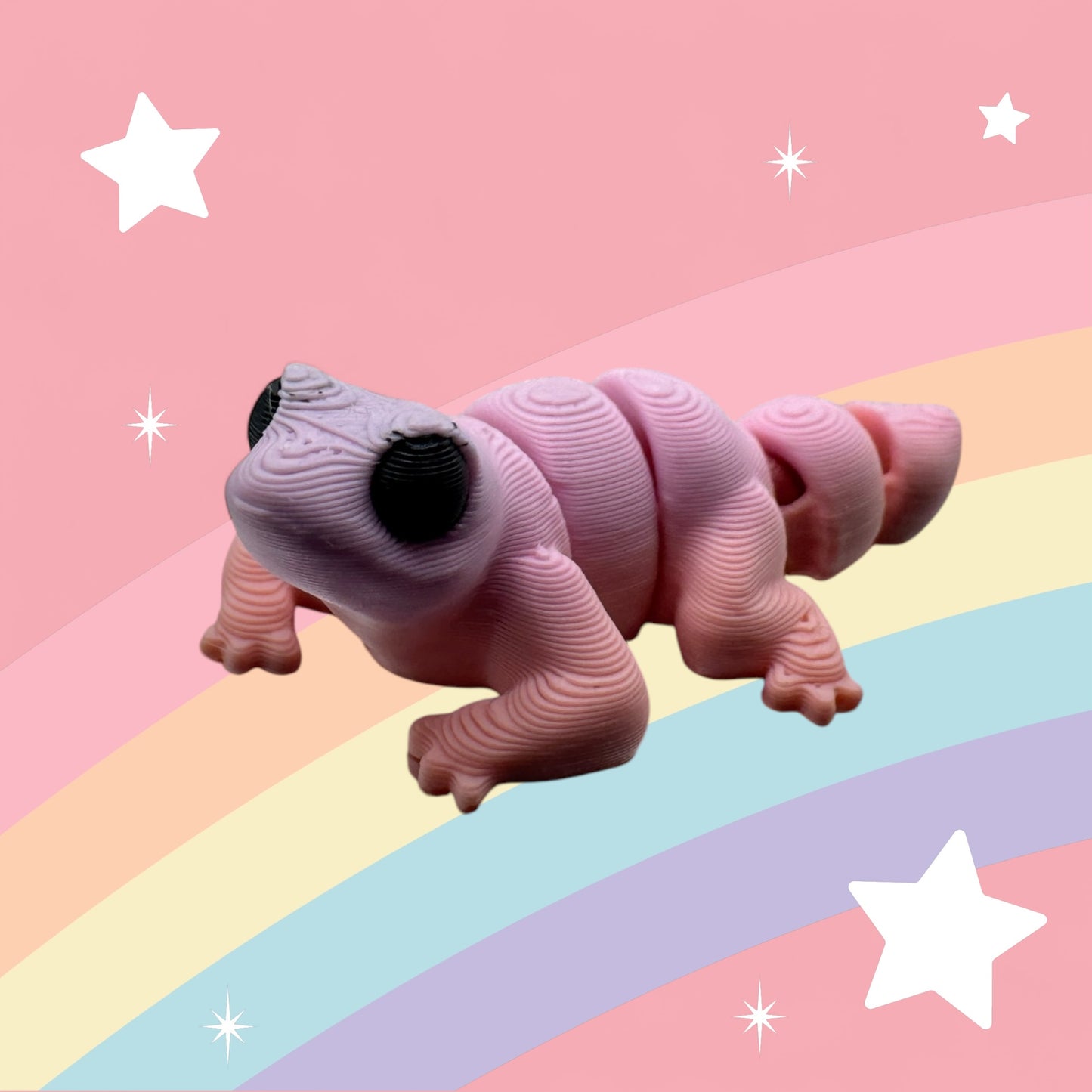 Baby Lizard Articulated Toy – 3D Printed Rainbow Reptile Figure | Whimsizoo
