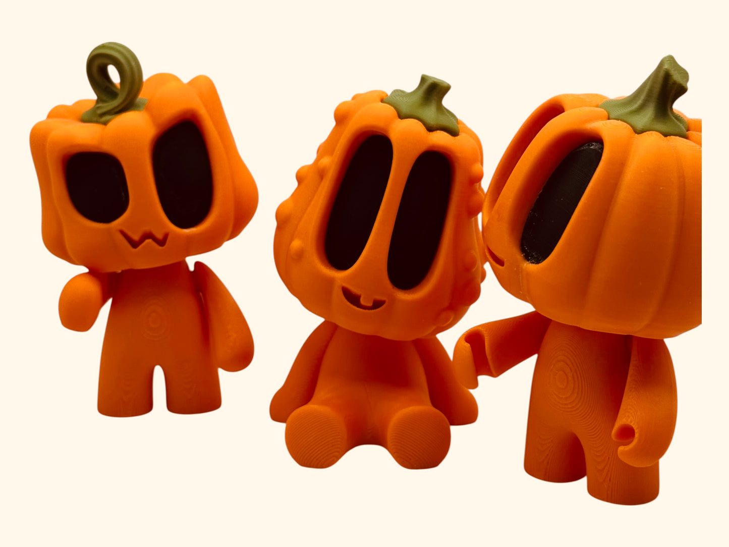 Halloween Pumpkin Blob People – Cute 3D Printed Collectible Figures | Spooky Kawaii Halloween Decor | Pumpkin Head Figurines