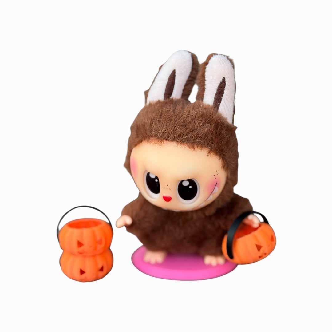 Mini Pumpkin Halloween Bucket for Lafufu Doll | Trick or Treat Basket Accessory | Cute Jack-o’-Lantern Prop for Dolls & Collectibles