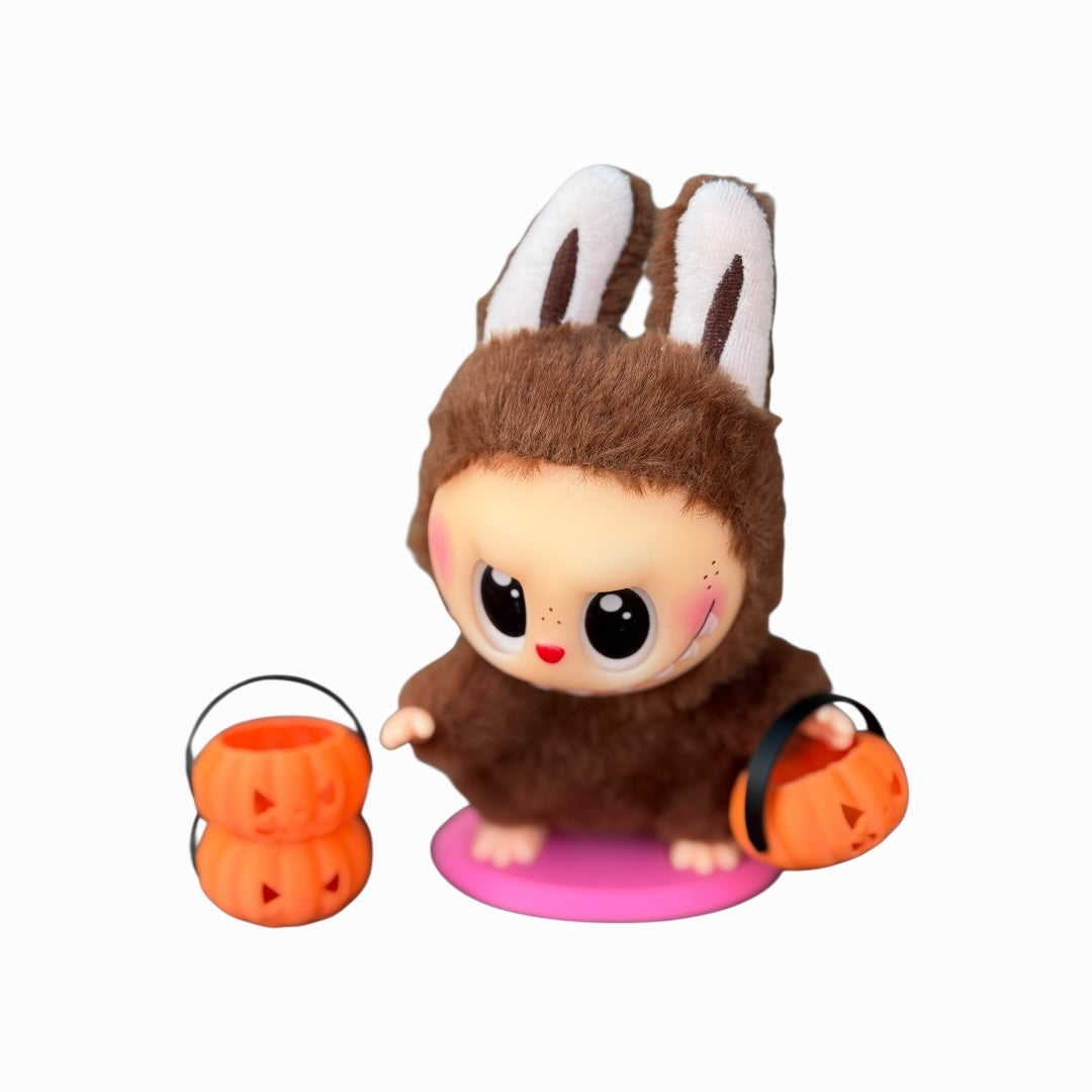 Mini Pumpkin Halloween Bucket for Lafufu Doll | Trick or Treat Basket Accessory | Cute Jack-o’-Lantern Prop for Dolls & Collectibles