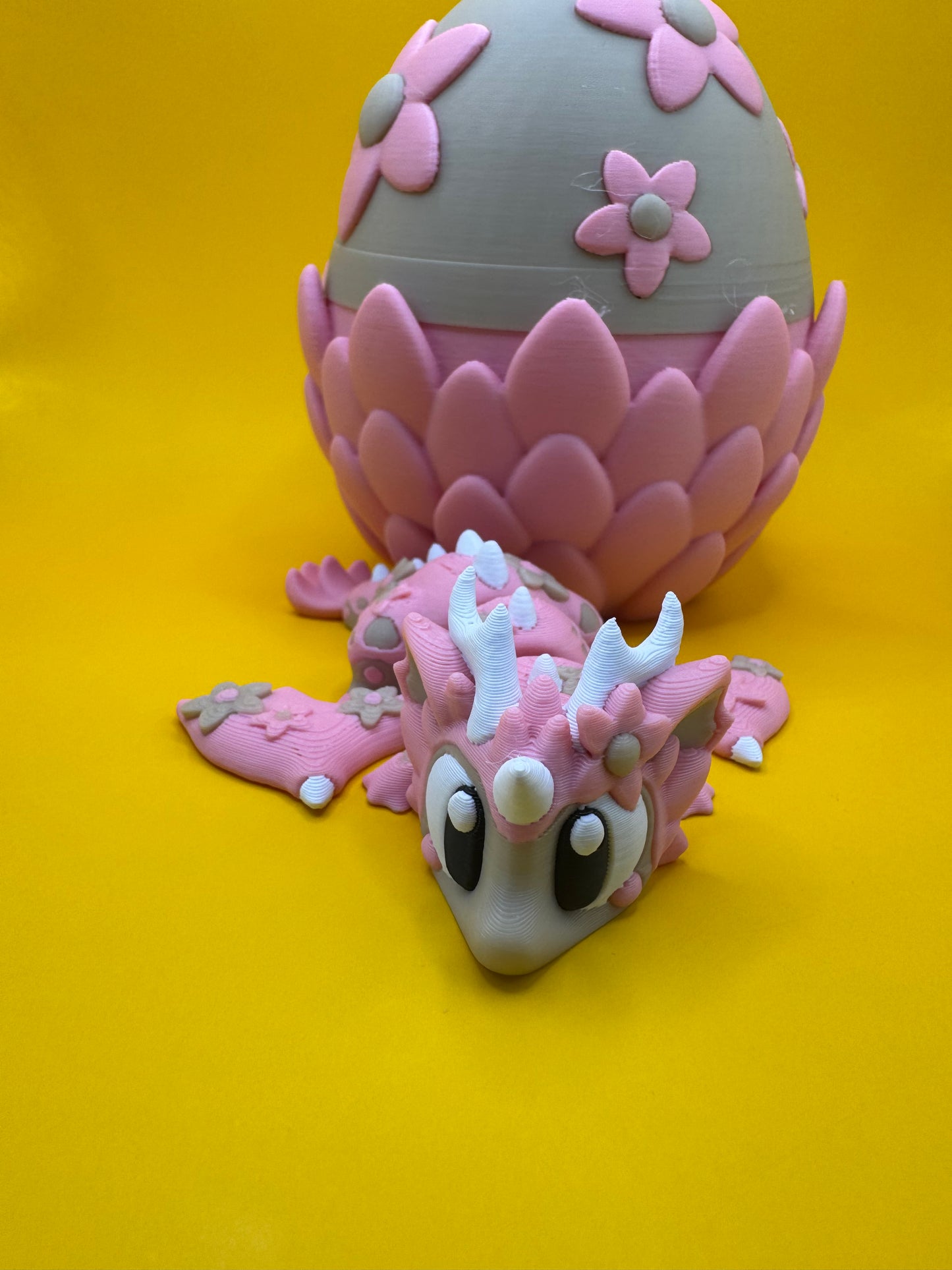 Blossom Bloom Dragon Figurine – 3D Printed Posable Pink Spring Dragon | Fantasy Creature with Floral Egg | Collectible Gift by Whimsizoo