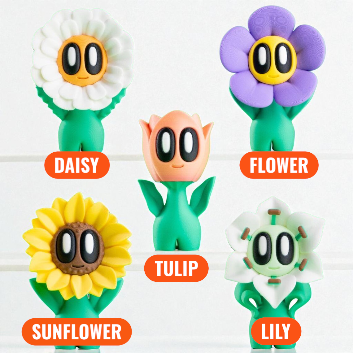 Blob Flower Desk Companion Buddies, Cute Collectibles