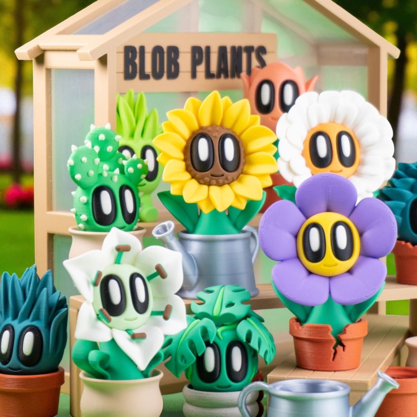 Blob Flower Desk Companion Buddies, Cute Collectibles