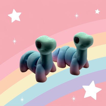 Baby Brontosaurus Articulated Toy – 3D Printed Rainbow Dinosaur Figure | Whimsizoo