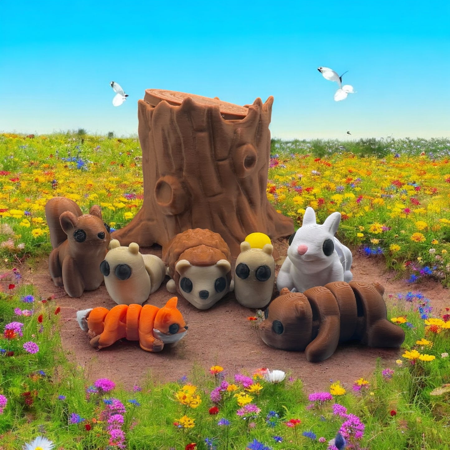 Forest Friends Mini Animal Set with Tree Stump Container