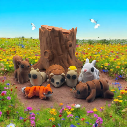 Forest Friends Mini Animal Set with Tree Stump Container