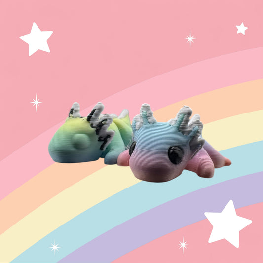 Baby Axolotl Articulated Toy – 3D Printed Rainbow Fidget Figure | Whimsizoo