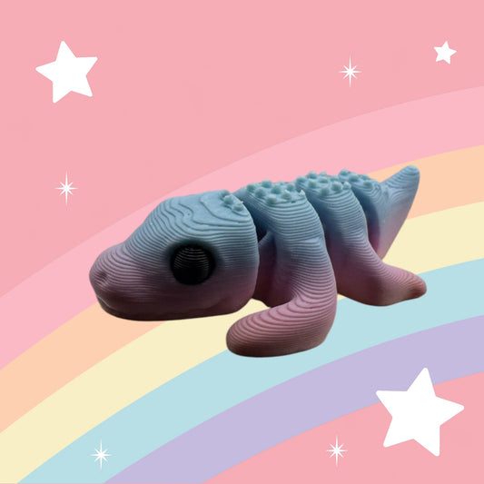 Baby Crocodile Articulated Toy – 3D Printed Rainbow Reptile Figure | Whimsizoo
