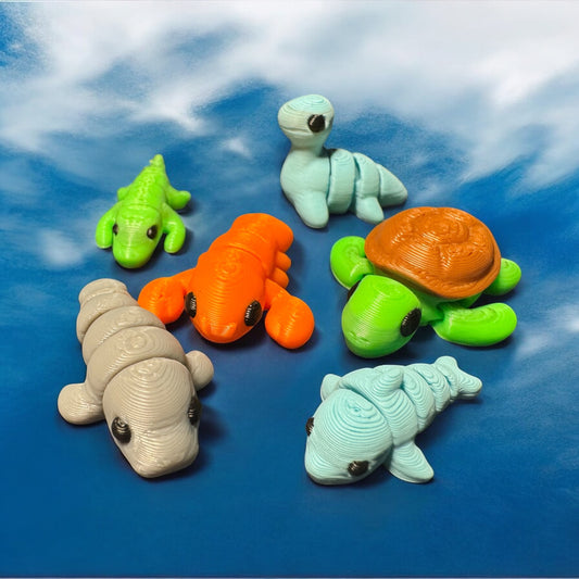 🌊 Ocean Pals Pack – Mini Articulated Sea Creatures by Whimsizoo