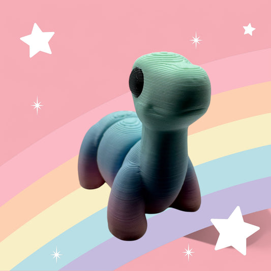 Baby Brontosaurus Articulated Toy – 3D Printed Rainbow Dinosaur Figure | Whimsizoo