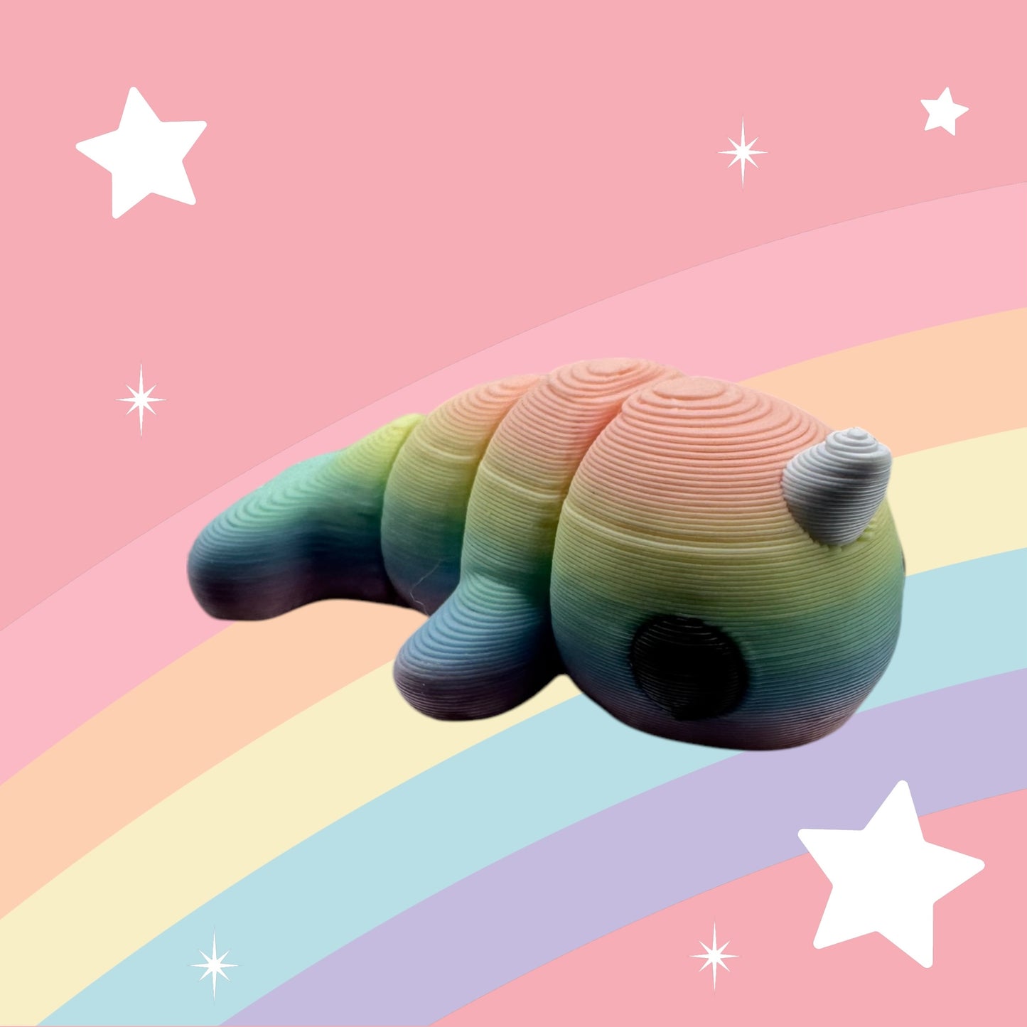 Baby Narwal Articulated Toy – 3D Printed Rainbow Ocean Figure | Whimsizoo