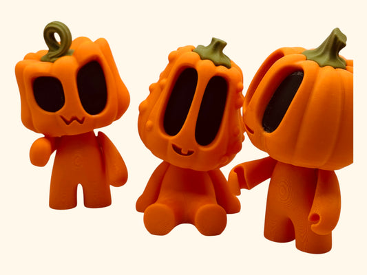 Halloween Pumpkin Blob People – Cute 3D Printed Collectible Figures | Spooky Kawaii Halloween Decor | Pumpkin Head Figurines