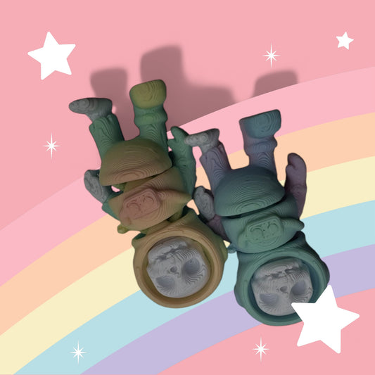 Tiny Skeleton Astronaut Articulated Toy – 3D Printed Rainbow Space Figure | Whimsizoo