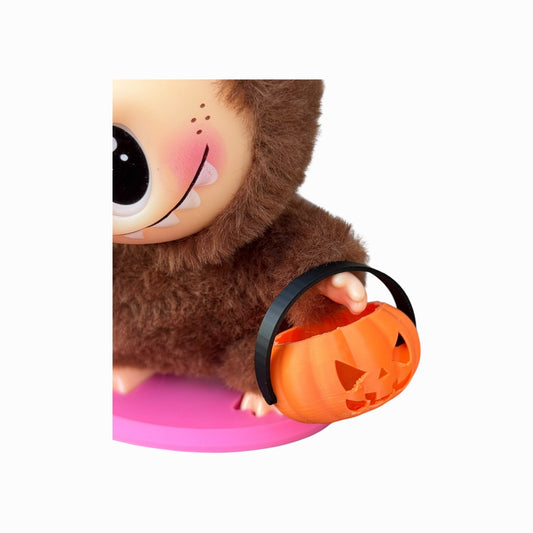 Mini Pumpkin Halloween Bucket for Lafufu Doll | Trick or Treat Basket Accessory | Cute Jack-o’-Lantern Prop for Dolls & Collectibles