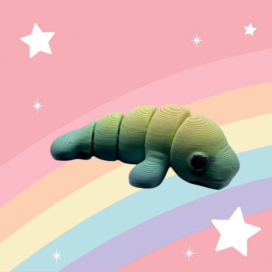Baby Manatee Articulated Toy – 3D Printed Rainbow Ocean Animal Figure | Whimsizoo