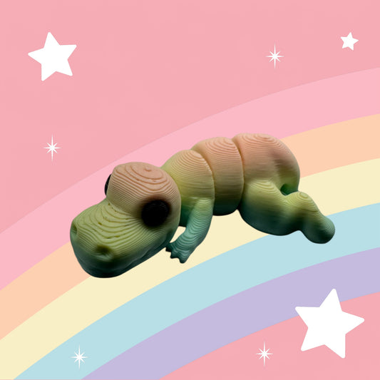 Baby T-Rex Articulated Toy – 3D Printed Rainbow Dinosaur Figure | Whimsizoo