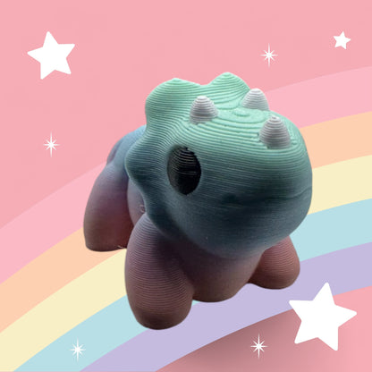 Baby Triceratops Articulated Toy – 3D Printed Rainbow Dino Figure | Whimsizoo
