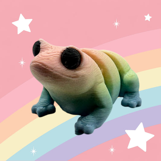 Baby Frog Articulated Toy – 3D Printed Rainbow Animal Figure | Whimsizoo