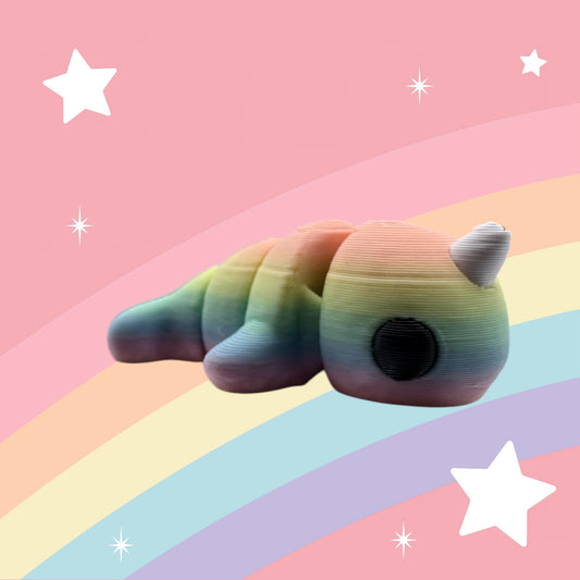 Baby Narwal Articulated Toy – 3D Printed Rainbow Ocean Figure | Whimsizoo
