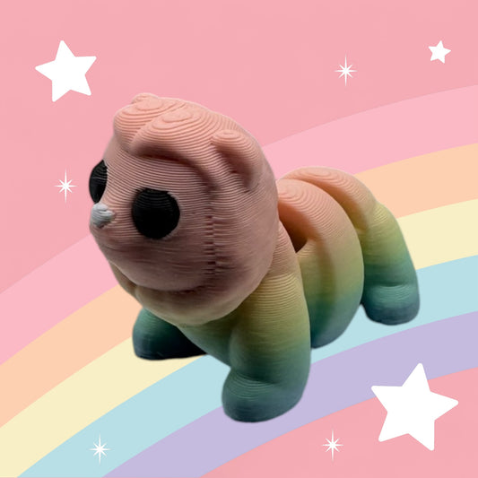 Baby Lion Articulated Toy – 3D Printed Rainbow Jungle Animal Figure | Whimsizoo