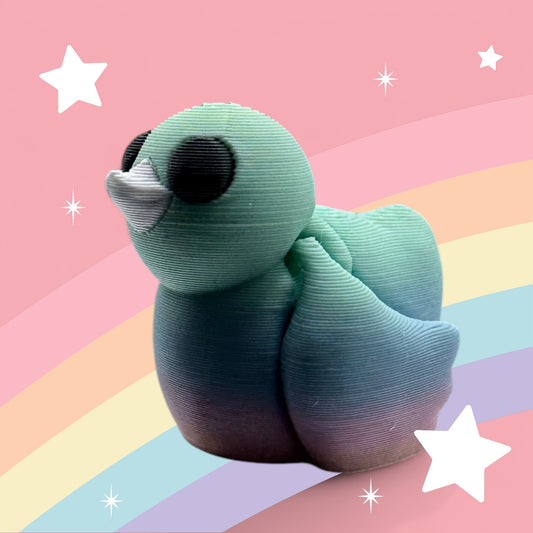 Baby Duck Articulated Toy – 3D Printed Rainbow Animal Figure | Whimsizoo