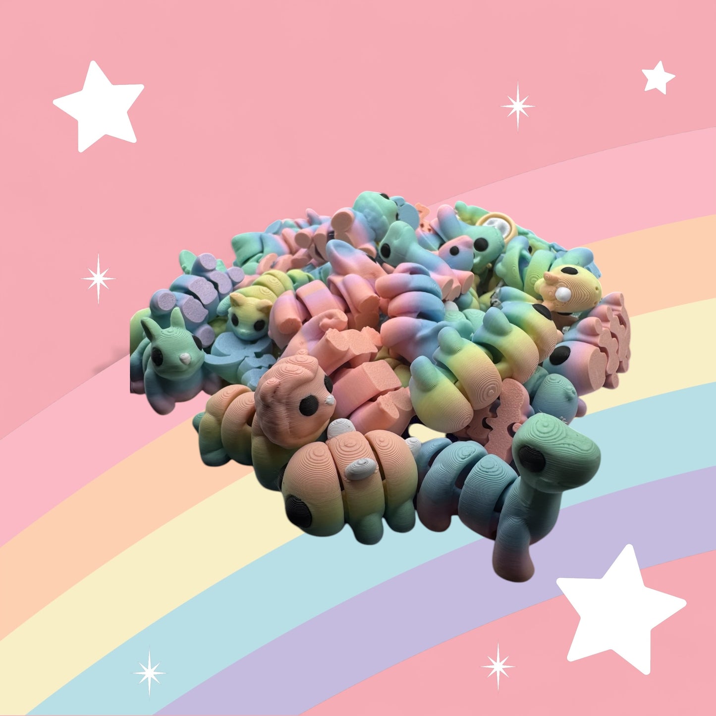 Rainbow Friends Articulated Toy – 3D Printed Rainbow Figure | Whimsizoo