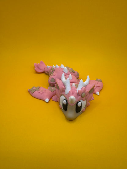 Blossom Bloom Dragon Figurine – 3D Printed Posable Pink Spring Dragon | Fantasy Creature with Floral Egg | Collectible Gift by Whimsizoo