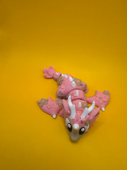 Blossom Bloom Dragon Figurine – 3D Printed Posable Pink Spring Dragon | Fantasy Creature with Floral Egg | Collectible Gift by Whimsizoo