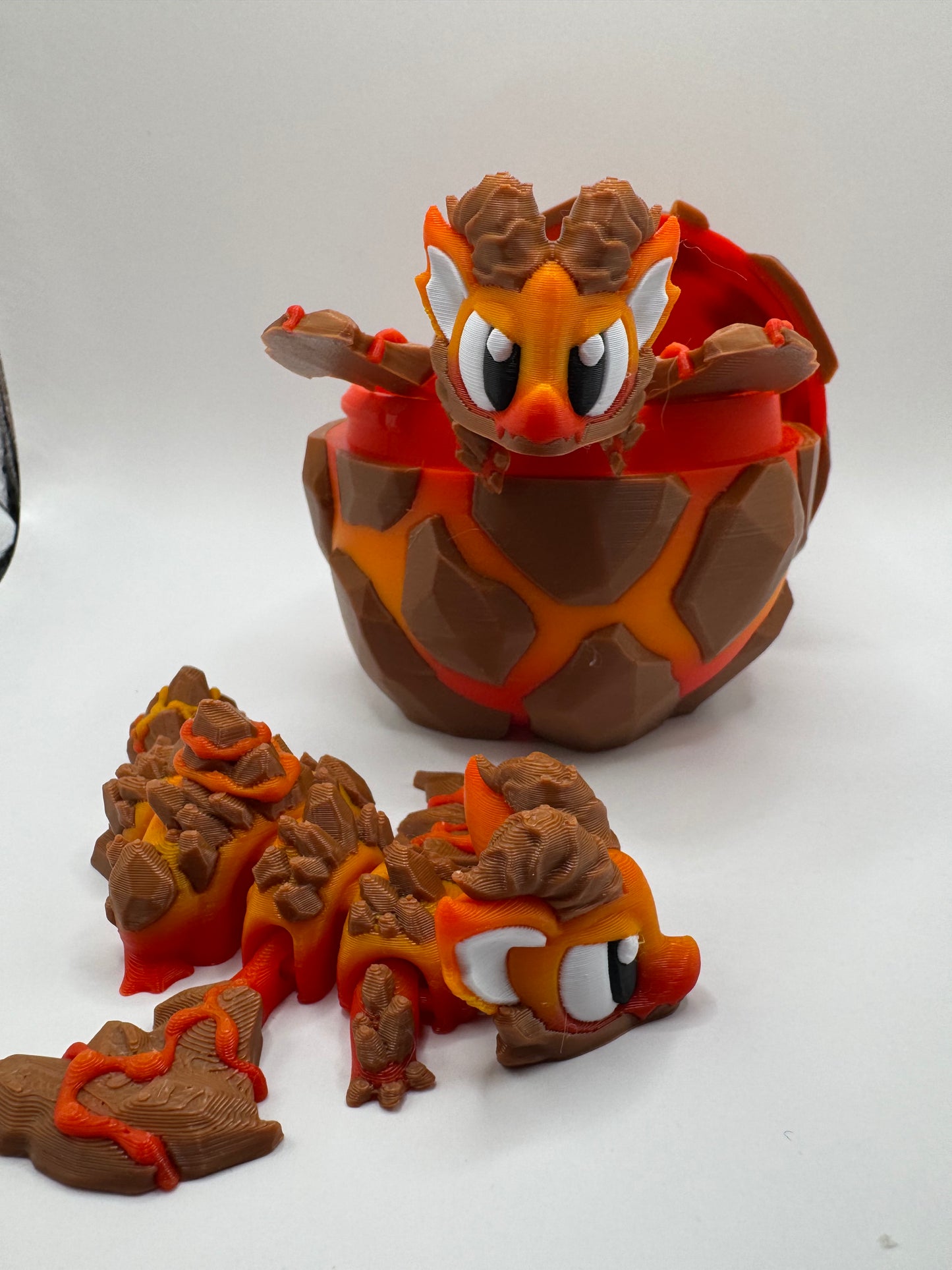 3D Printed Red Dragon Figurine with Egg – Posable Fantasy Creature Toy | Articulated Miniature Dragon Gift | Mythical Creature Collectible