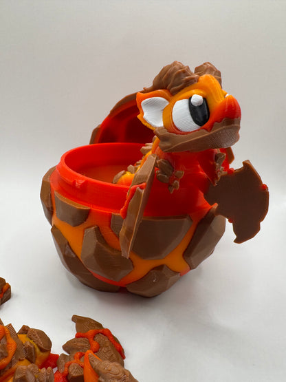 3D Printed Red Dragon Figurine with Egg – Posable Fantasy Creature Toy | Articulated Miniature Dragon Gift | Mythical Creature Collectible