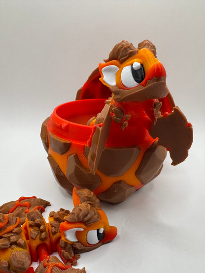 3D Printed Red Dragon Figurine with Egg – Posable Fantasy Creature Toy | Articulated Miniature Dragon Gift | Mythical Creature Collectible