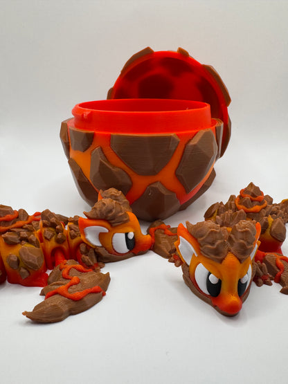 3D Printed Red Dragon Figurine with Egg – Posable Fantasy Creature Toy | Articulated Miniature Dragon Gift | Mythical Creature Collectible