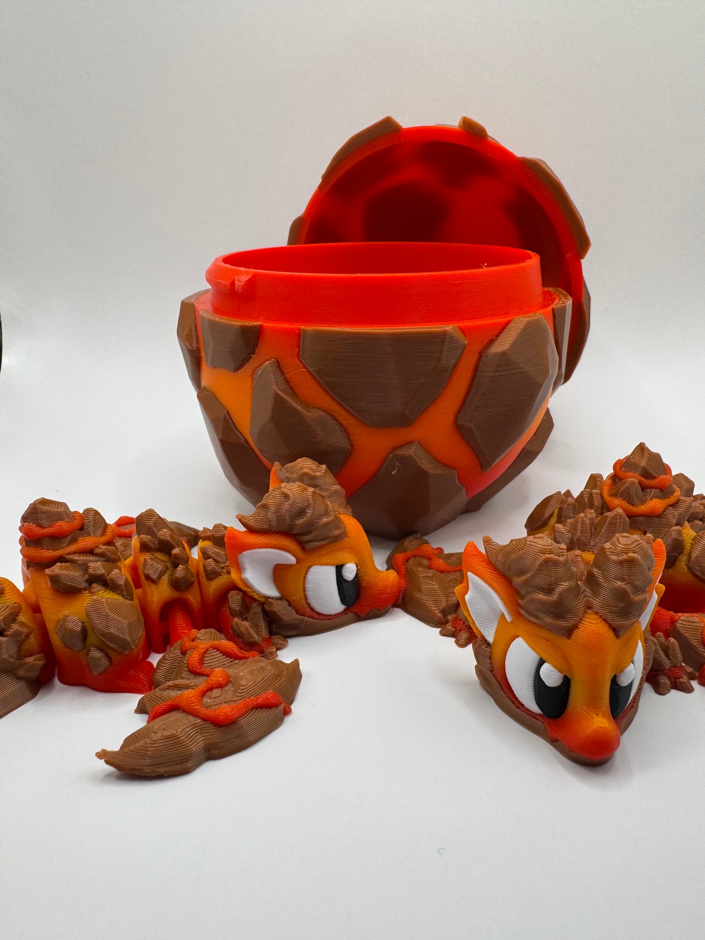 3D Printed Red Dragon Figurine with Egg – Posable Fantasy Creature Toy | Articulated Miniature Dragon Gift | Mythical Creature Collectible