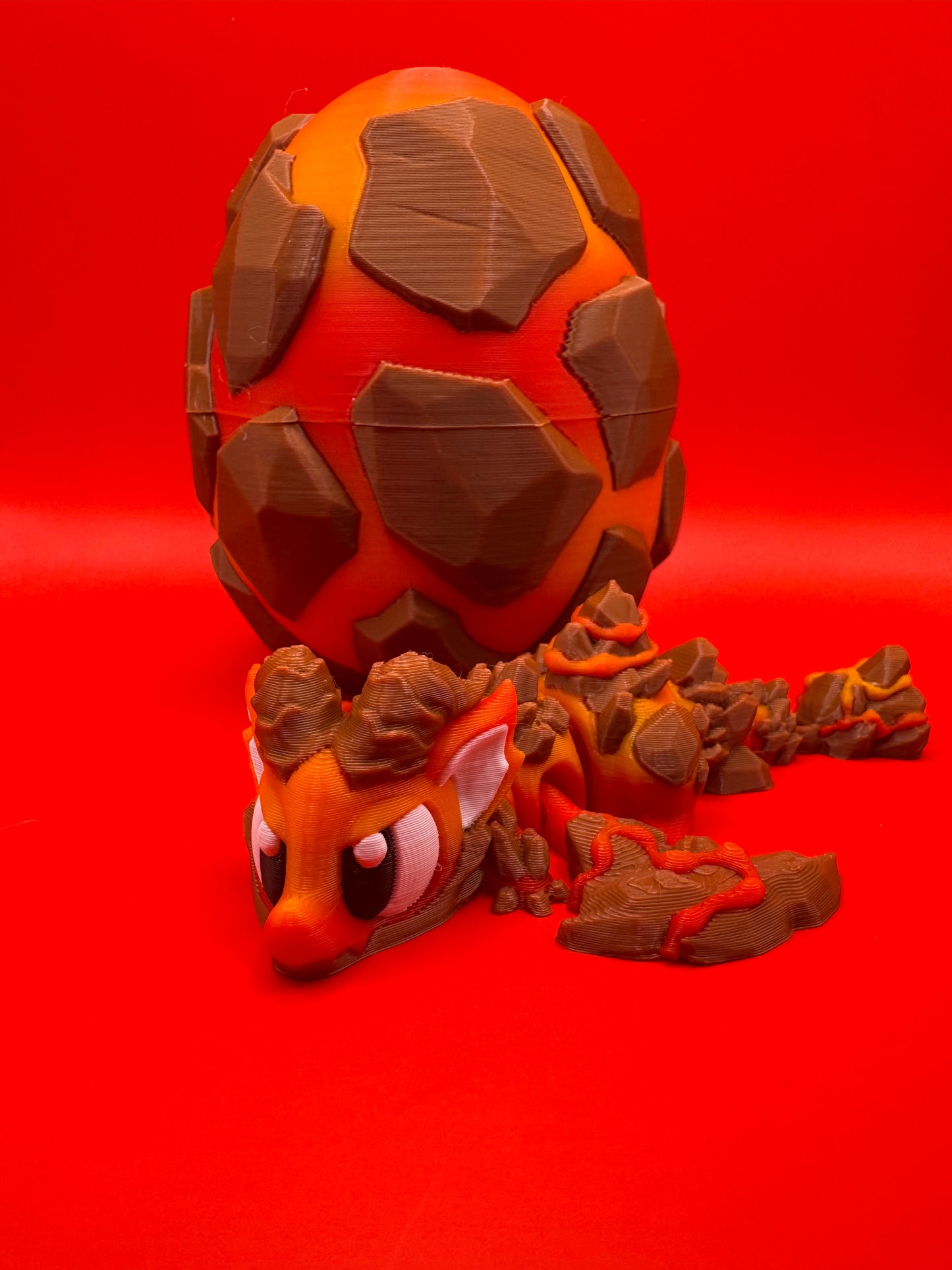 3D Printed Red Dragon Figurine with Egg – Posable Fantasy Creature Toy | Articulated Miniature Dragon Gift | Mythical Creature Collectible