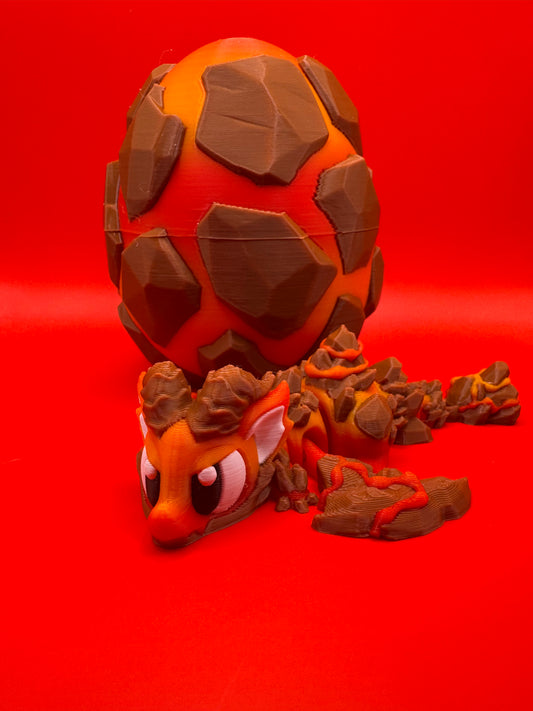 3D Printed Red Dragon Figurine with Egg – Posable Fantasy Creature Toy | Articulated Miniature Dragon Gift | Mythical Creature Collectible