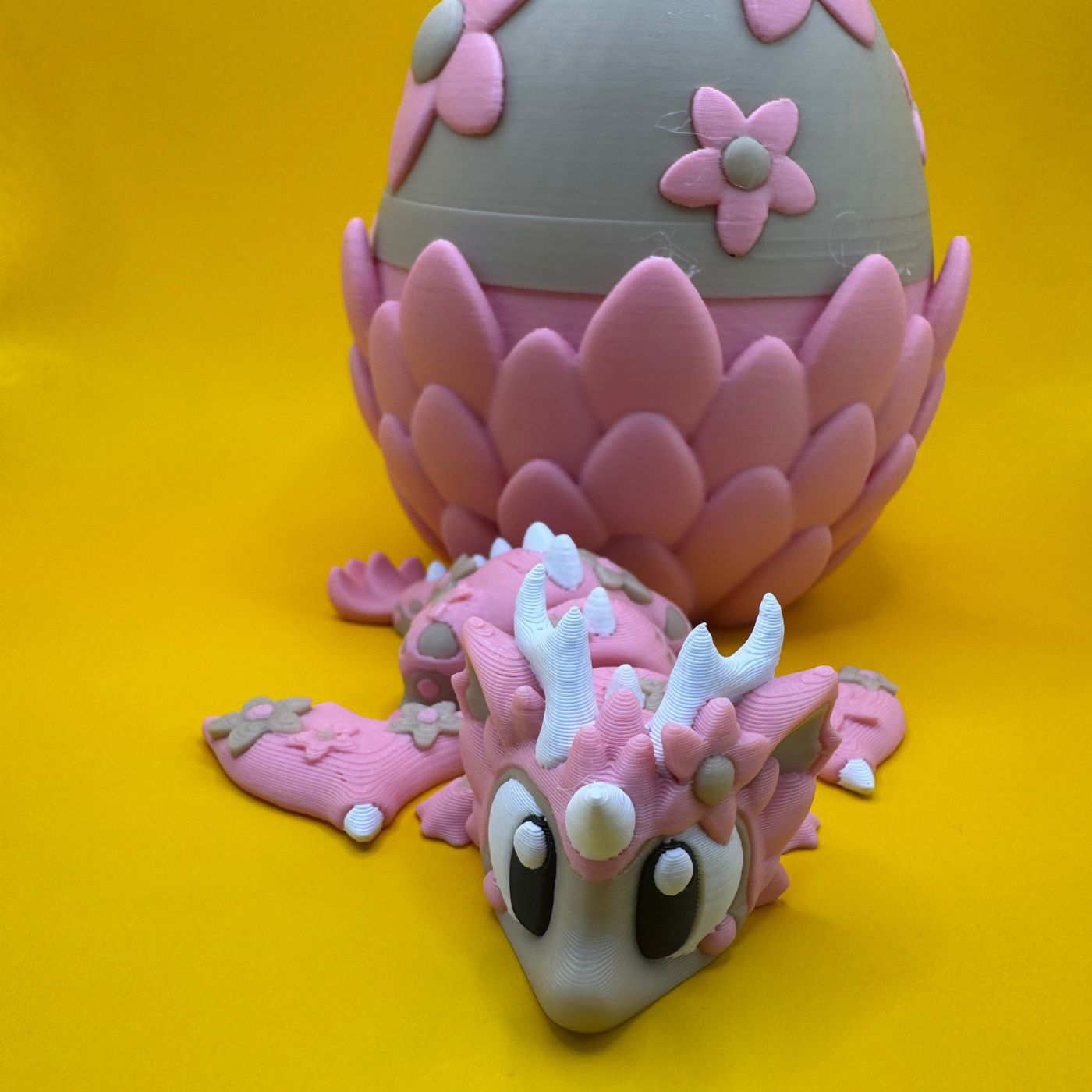 Blossom Bloom Dragon Figurine - Pink Posable Spring Collectible with Flora Egg by Whimsizoo