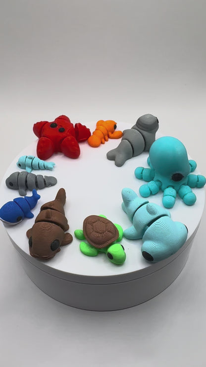 Mini Ocean Animal Fidget Toys – 3D Printed Sea Creatures Set | Sensory Toys for Kids | Beach Party Favors | Montessori Ocean Gift