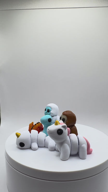 Fantasy Friends Mini Set – 3D Printed Articulated Magical Creatures | Fidget Toys | Fantasy Gift for Kids | Dragon Unicorn Fairy Figures